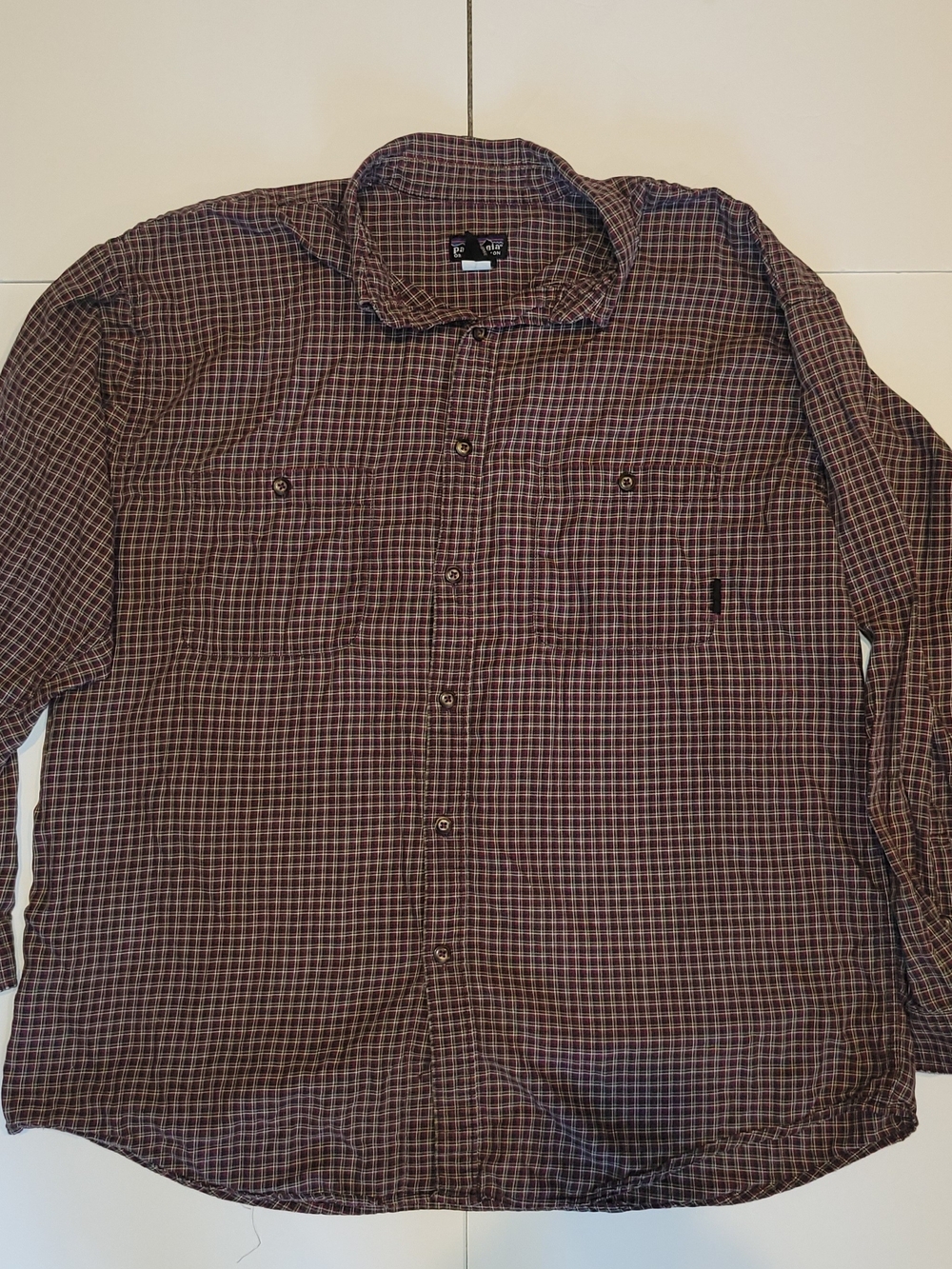 Patagonia Men's Long-Sleeve Plaid Button-Down Shirt - Brown/Blue 100% Cotton